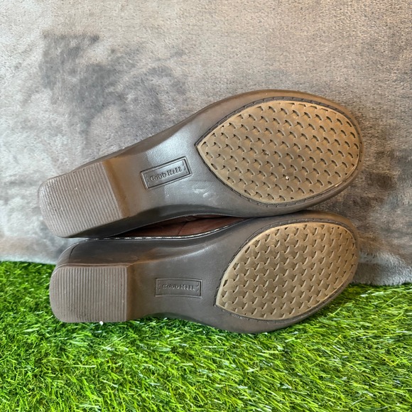 Cobb Hill Brown Leather Wedge Pumps Round Toe Slip On Shoes CAF01BRM Womens 8.5 - Picture 9 of 13